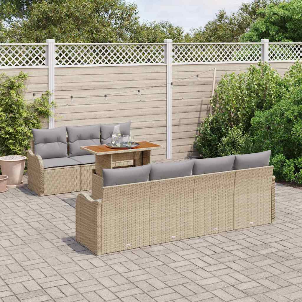 Garten-Sofa-Set mit Kissen 8 pcs Beige und Hellgrau