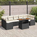 Gartensofa-set mit Kissen 8 pcs Schwarz und Creme Poly-Rattan