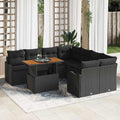 Garten-Sofa-Set mit Kissen 7 pcs Schwarz