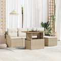 Gartensofa-set mit Kissen 6 pcs Beige und Creme Poly-Rattan