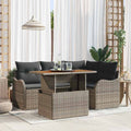 Gartensofa-set mit Kissen 5 pcs Grau Poly-Rattan