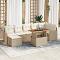 Garten-Sofa-Set mit Kissen mit Speicher 8 pcs Beige und Creme