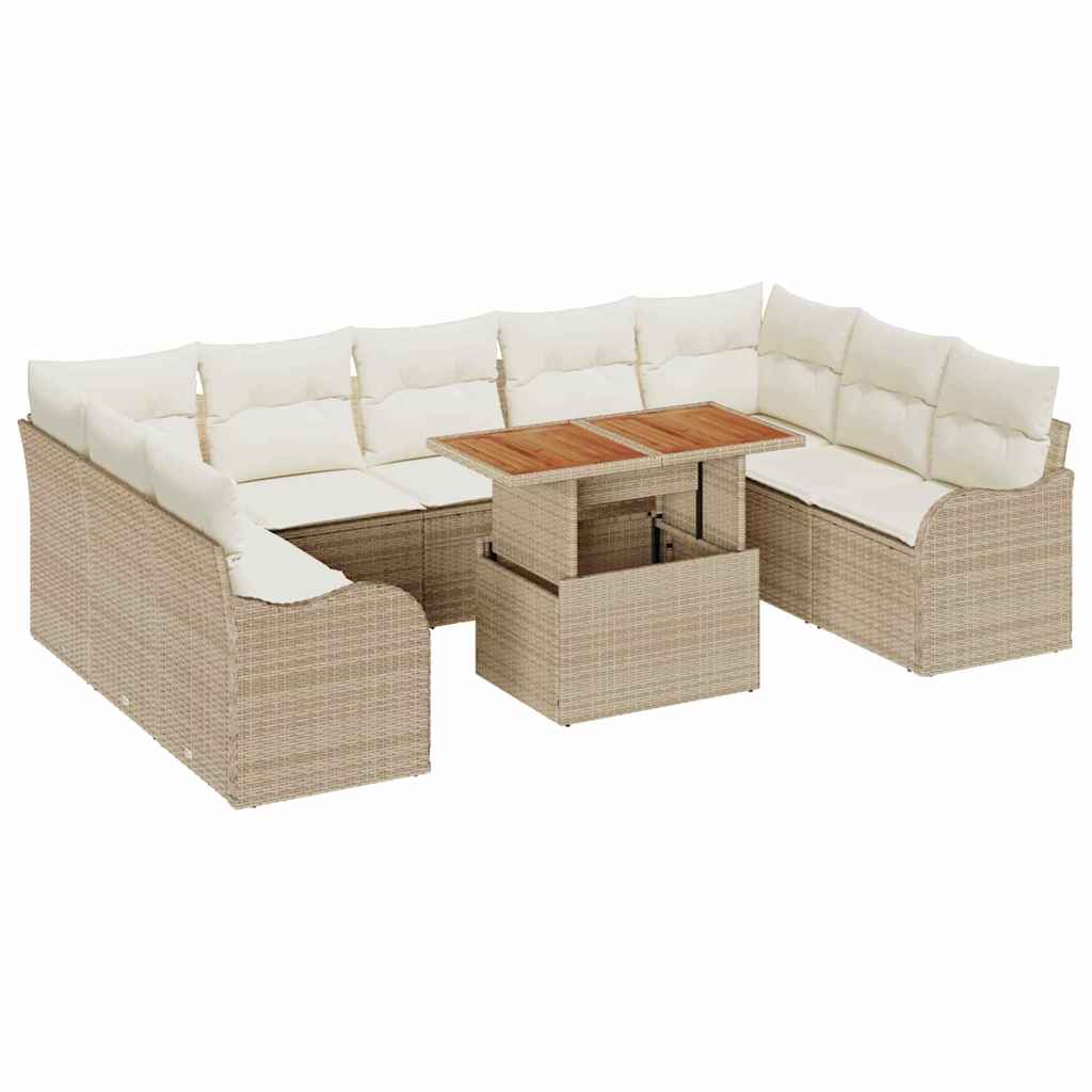 Garten-Sofa-Set mit Kissen 10 pcs Beige und Creme