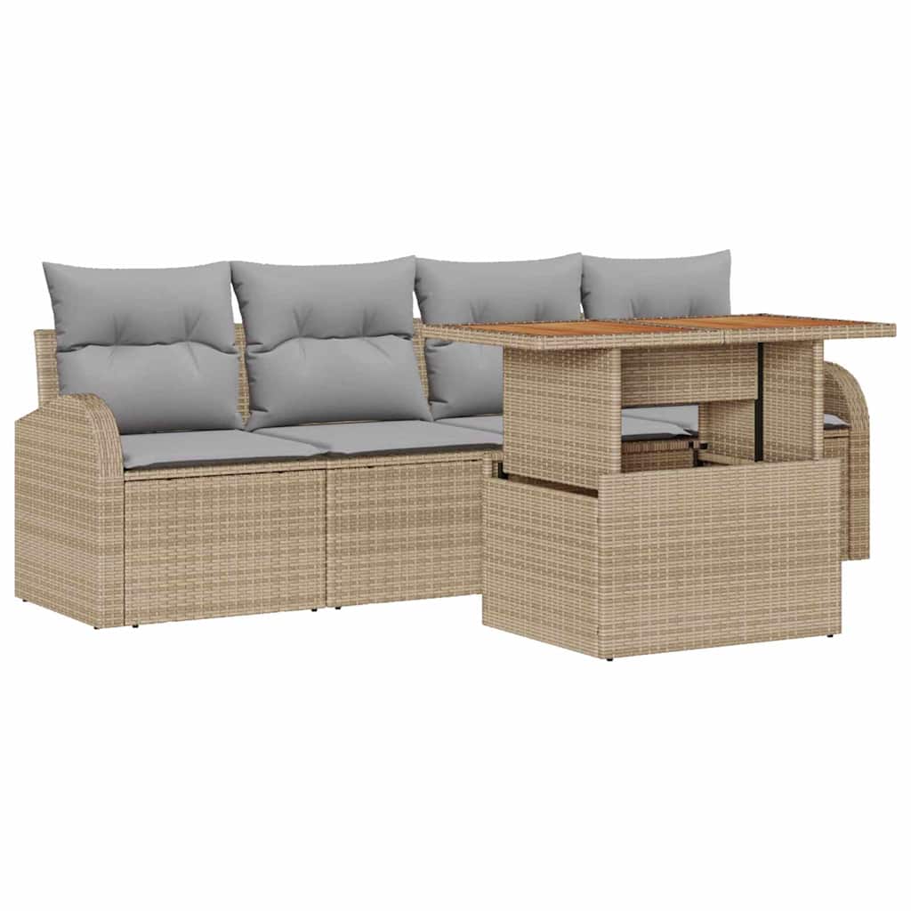 Garten-Sofa-Set 5 pcs Beige und Hellgrau