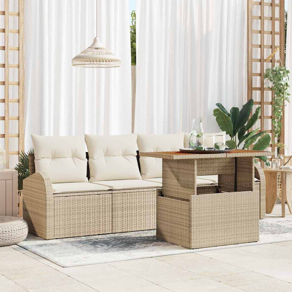 Garten-Sofa-Set 5 pcs Beige und Creme