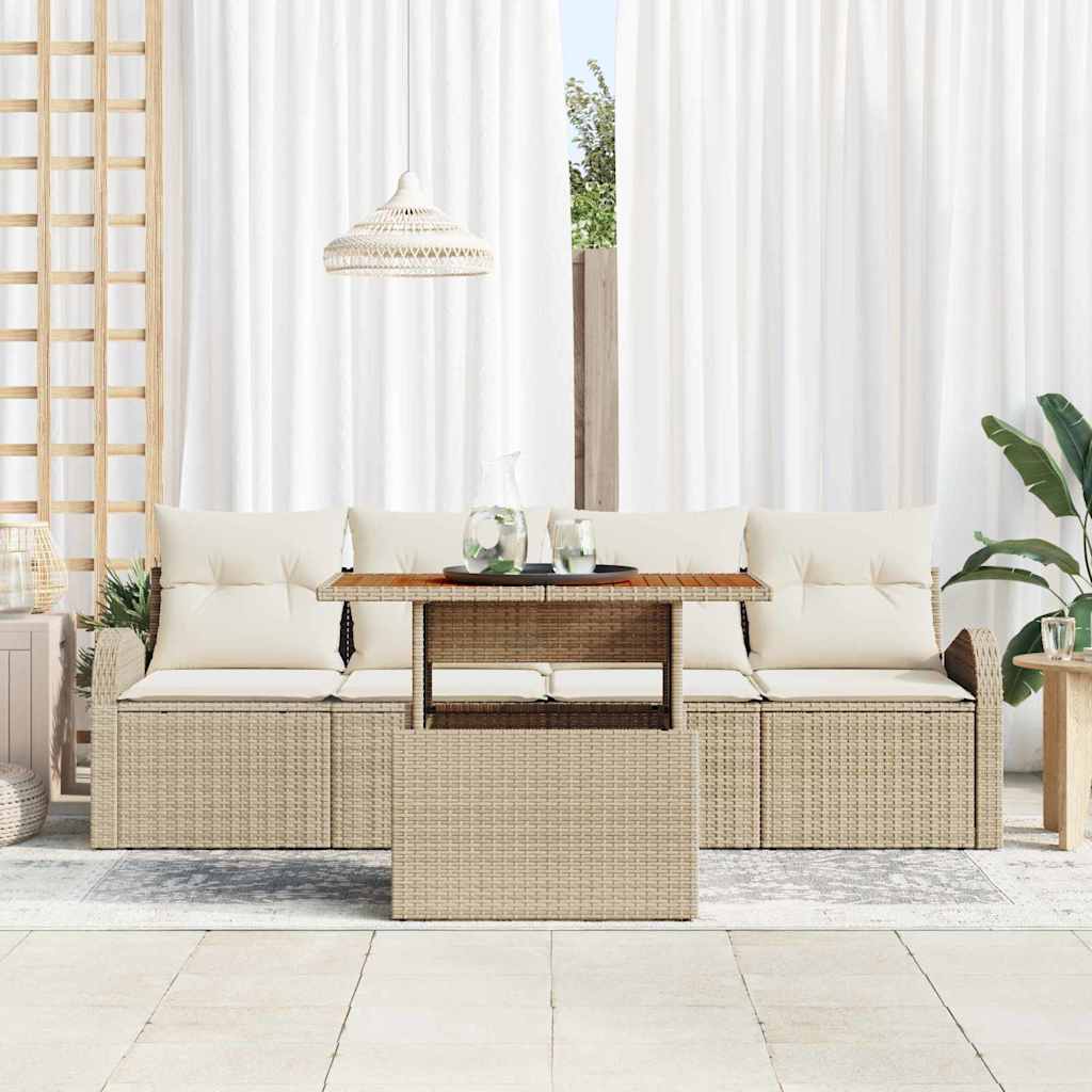 Garten-Sofa-Set 5 pcs Beige und Creme
