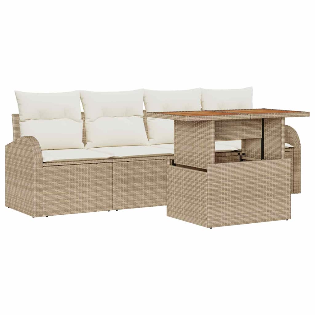 Garten-Sofa-Set 5 pcs Beige und Creme