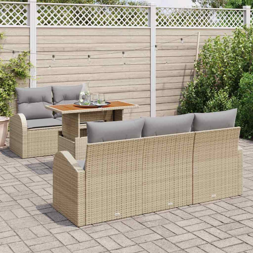 Garten-Sofa-Set mit Kissen 6 pcs Beige und Hellgrau