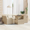 Garten-Sofa-Set mit Kissen mit Kopfteil 7 pcs Beige und Creme