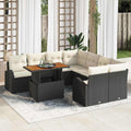 Garten-Sofa-Set mit Kissen 9 pcs Schwarz und Creme