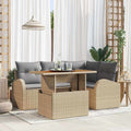 Garten-Sofa-Set mit Kissen 5 pcs Beige und Hellgrau