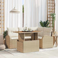 Garten-Sofa-Set mit Kissen 5 pcs Beige und Creme