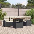 Garten-Sofa-Set mit Kissen 6 pcs Schwarz und Creme
