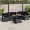 Garten-Sofa-Set mit Kissen 7 pcs Schwarz