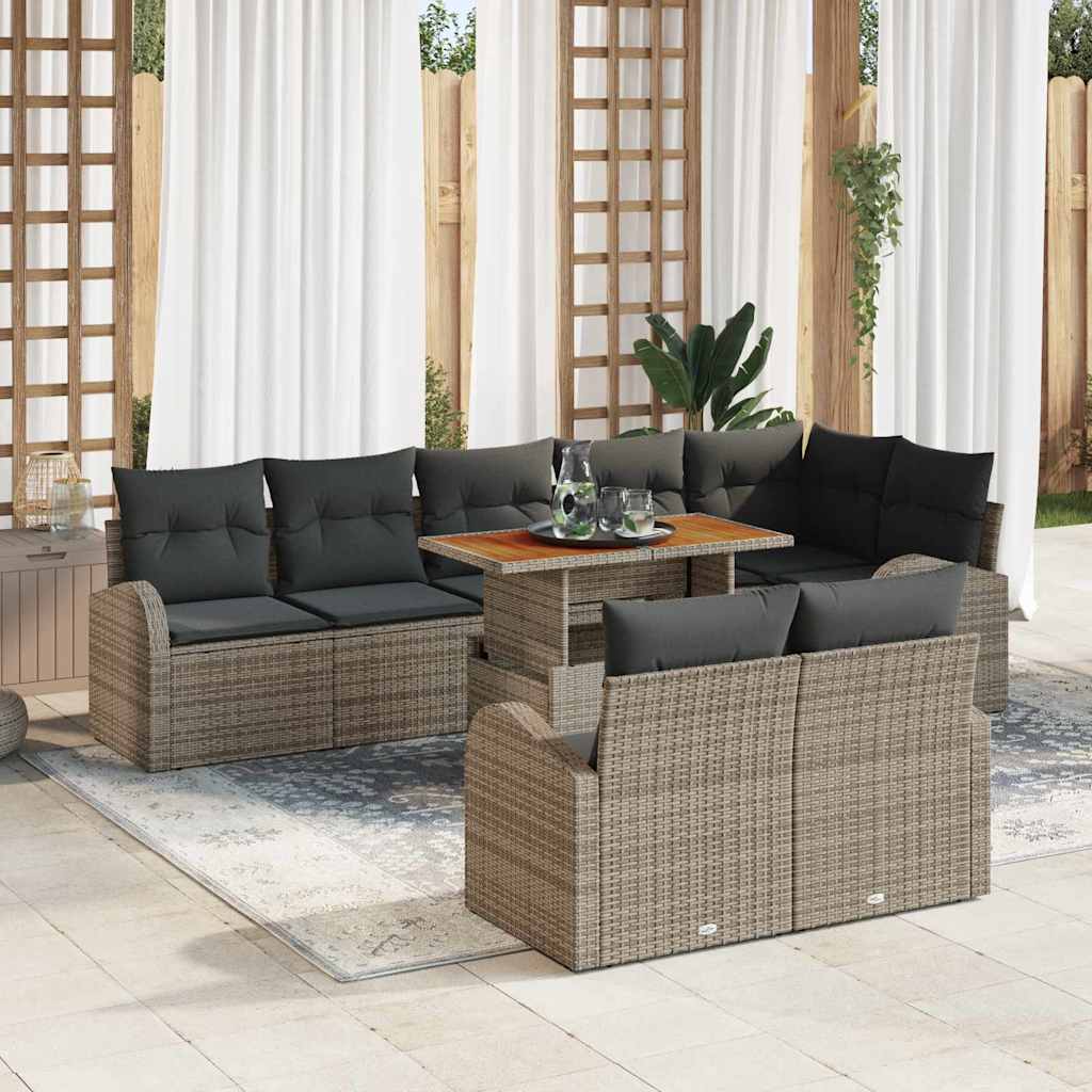 Garten-Sofa-Set mit Kissen 9 pcs Grau