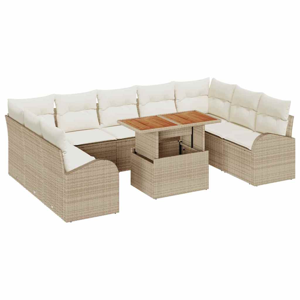 Garten-Sofa-Set mit Kissen 10 pcs Beige und Creme