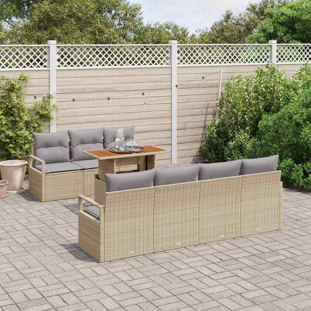Garten-Sofa-Set mit Kissen mit Kissen 8 pcs Beige und Grau