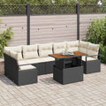 Garten-Sofa-Set mit Kissen 8 pcs Schwarz und Creme