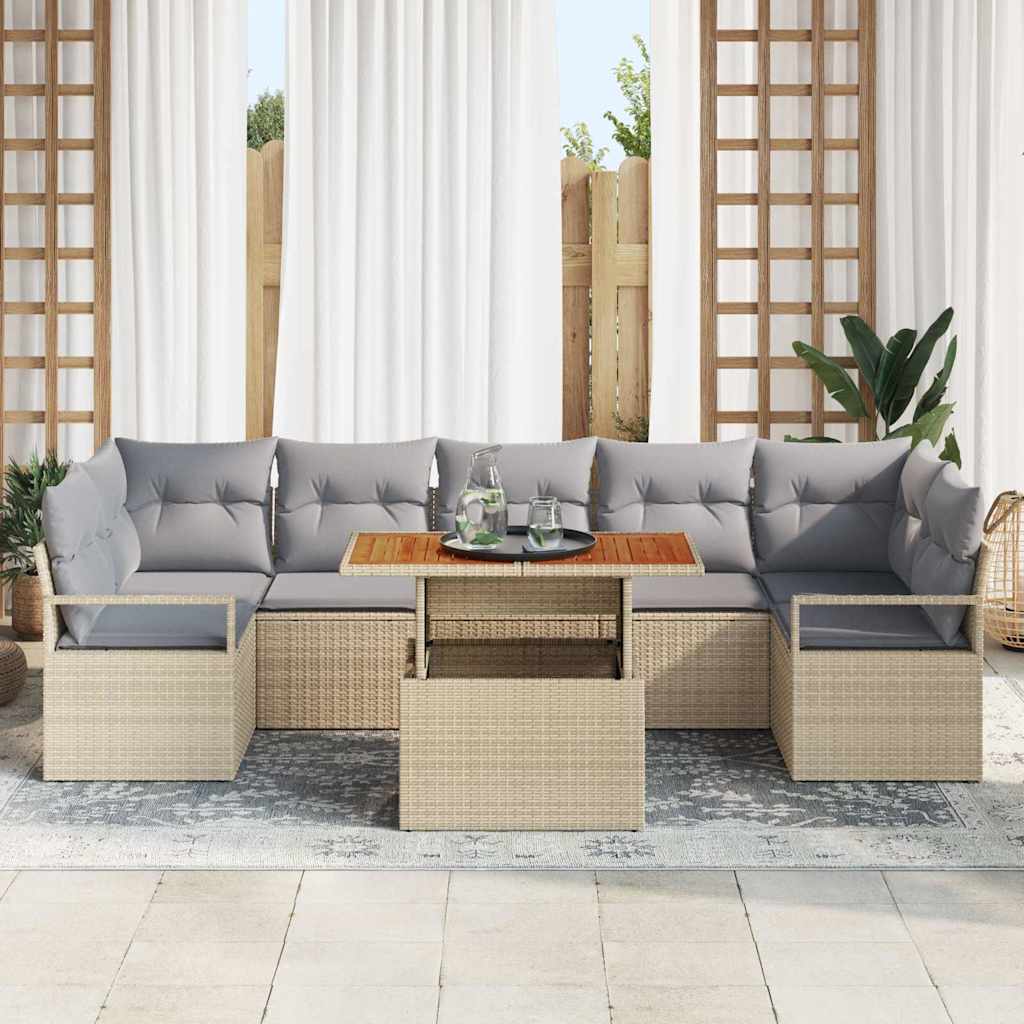 Garten-Sofa-Set mit Kissen 8 pcs Beige und Grau