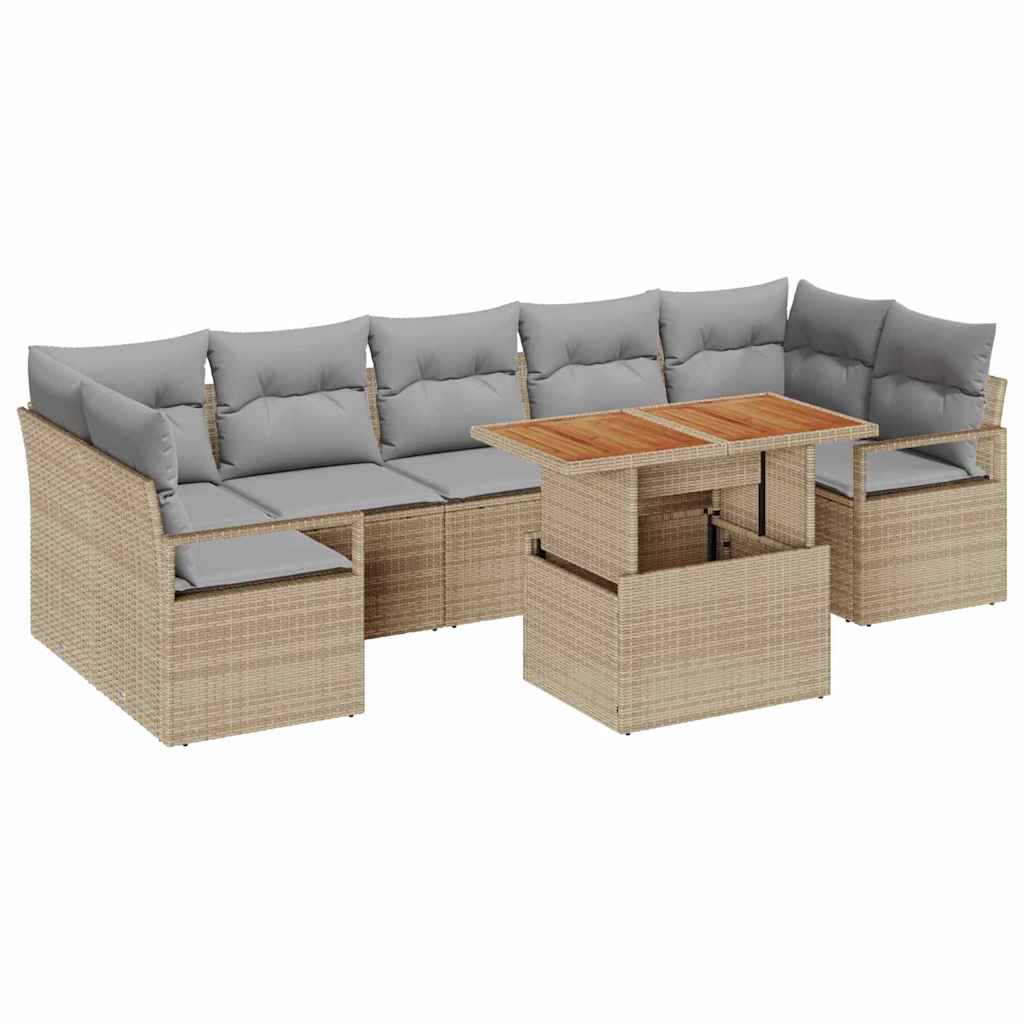 Garten-Sofa-Set mit Kissen 8 pcs Beige und Grau