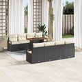 Garten-Sofa-Set mit Kissen mit Kissen 9 pcs Schwarz und Creme
