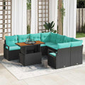 Garten Essgruppe mit Kissen 9 pcs Schwarz und Teal