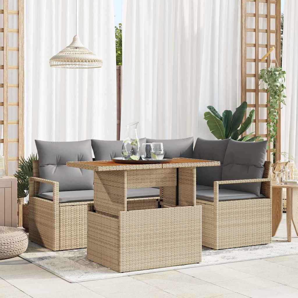 Garten Essgruppe mit Kissen 5 pcs Beige und Grau