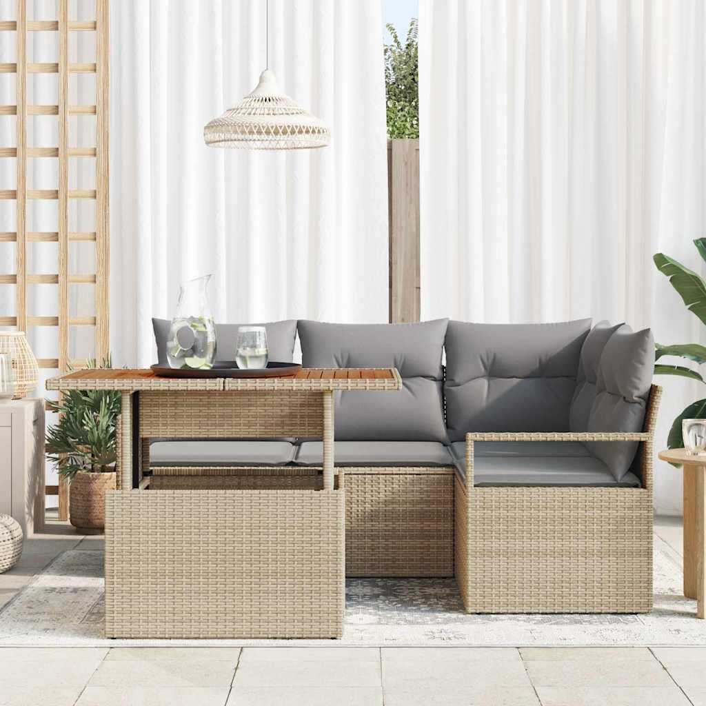 Garten Essgruppe mit Kissen 5 pcs Beige und Grau