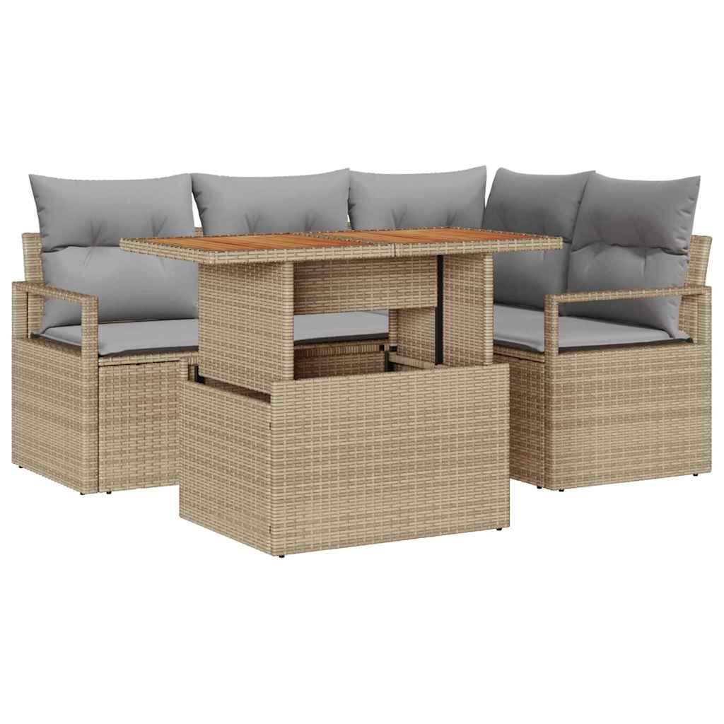 Garten Essgruppe mit Kissen 5 pcs Beige und Grau