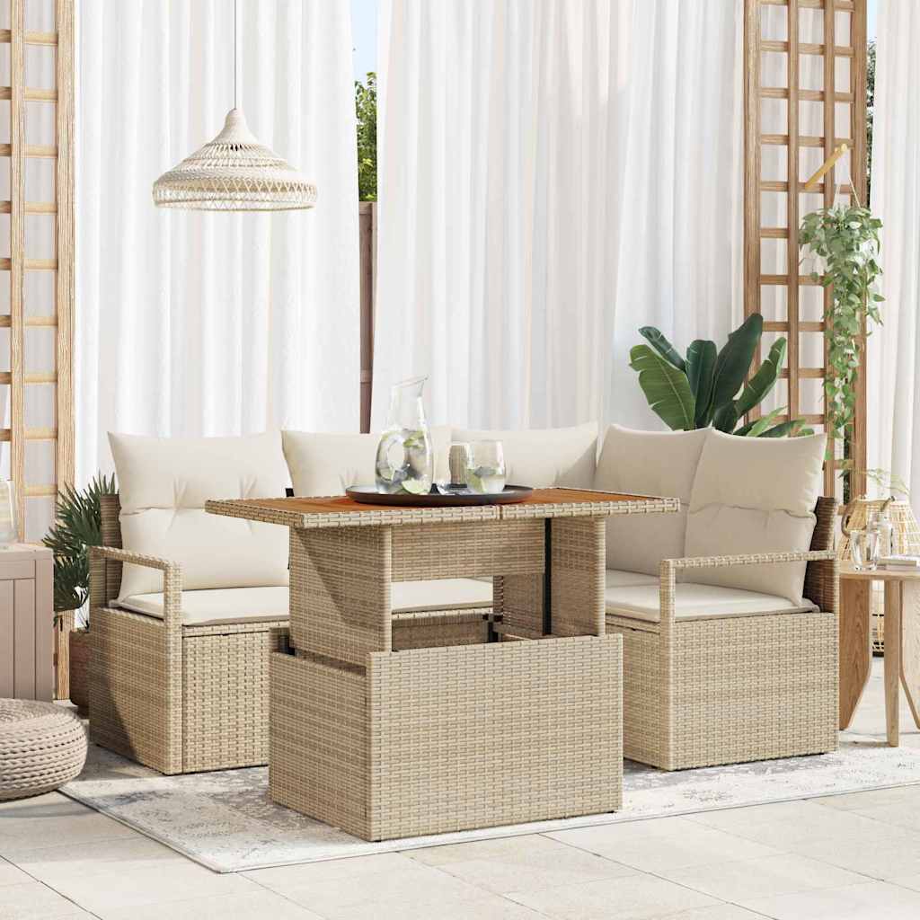 Garten Essgruppe mit Kissen 5 pcs Beige und Creme