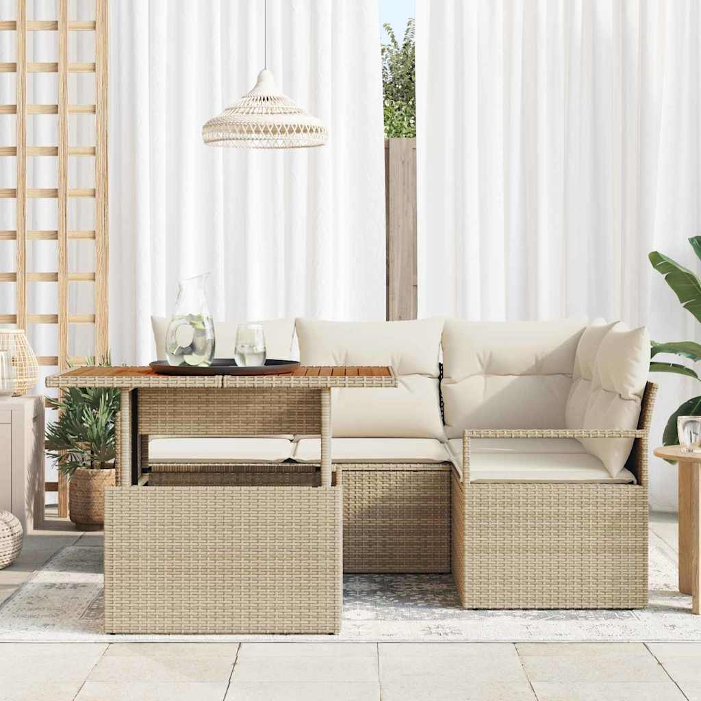 Garten Essgruppe mit Kissen 5 pcs Beige und Creme