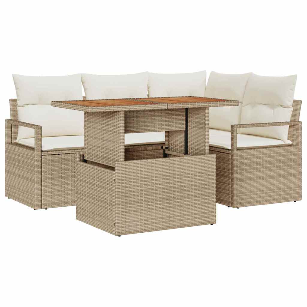 Garten Essgruppe mit Kissen 5 pcs Beige und Creme