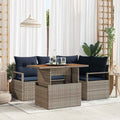 Garten Essgruppe mit Kissen 5 pcs Grau und Marineblau