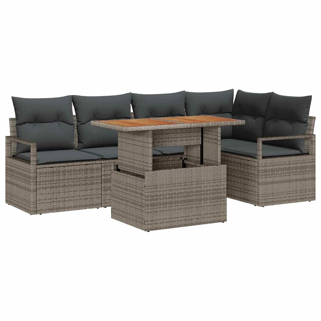 Garten Essgruppe mit Kissen 6 pcs Grau und Braun