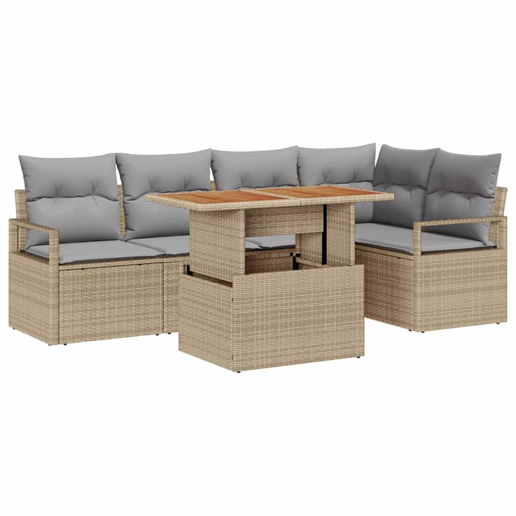 Garten Essgruppe mit Kissen 6 pcs Beige und Grau