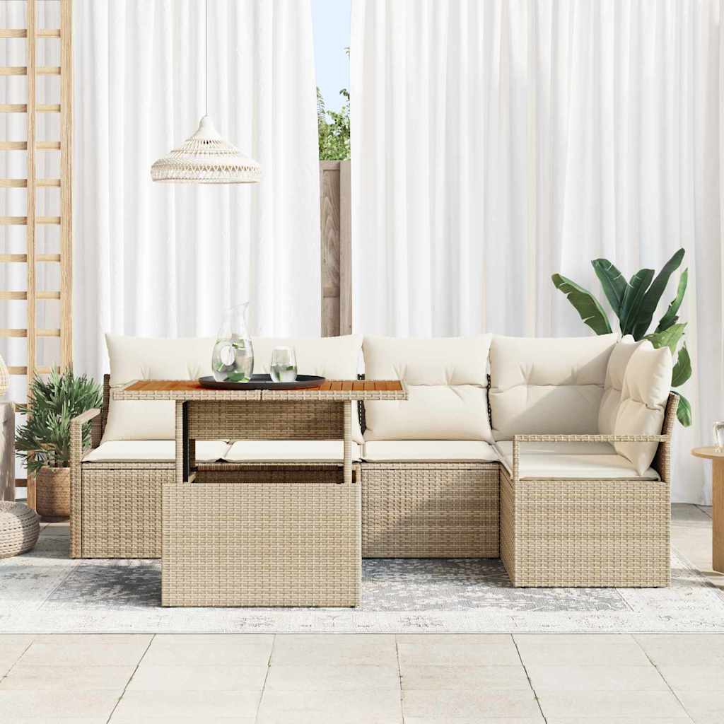 Gartensofa-set 6 stk. 5-Sitzanzahl Beige und Creme