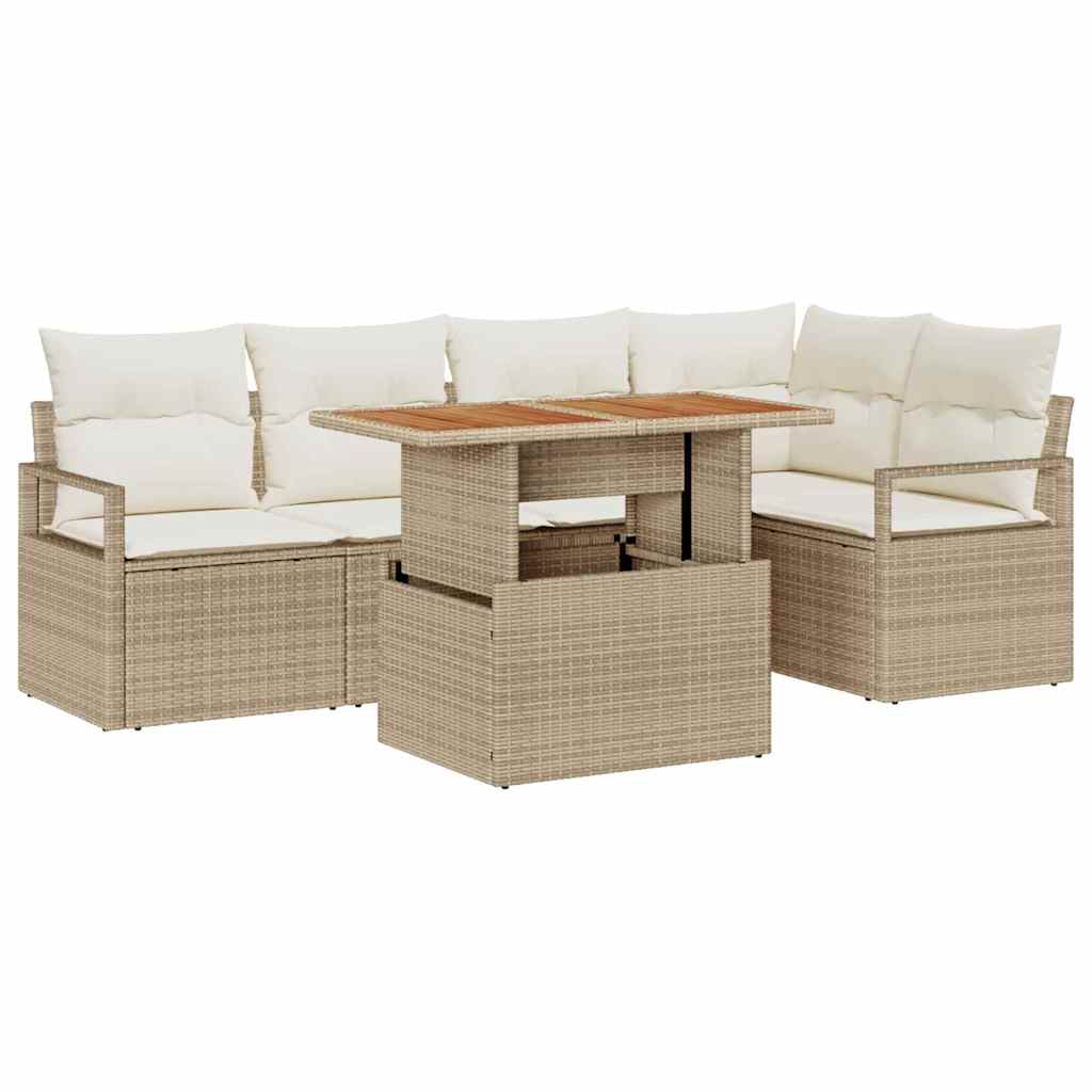 Gartensofa-set 6 stk. 5-Sitzanzahl Beige und Creme