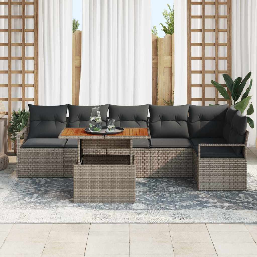 Garten Essgruppe mit Kissen 7 pcs Grau und Braun