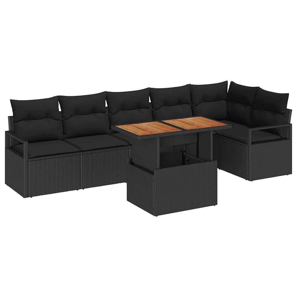 Garten Essgruppe mit Kissen 7 pcs Schwarz und Braun