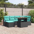 Garten Essgruppe mit Kissen 7 pcs Schwarz und Teal