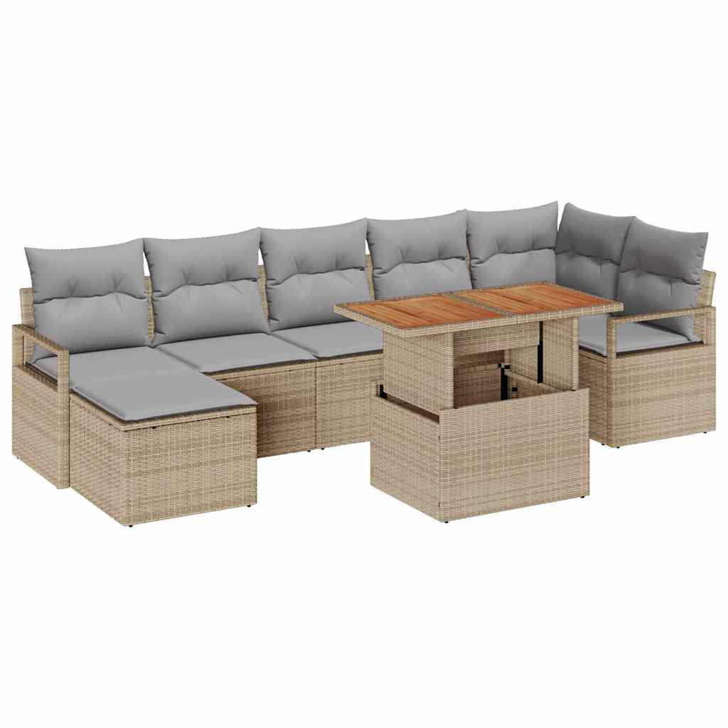 Garten Essgruppe mit Kissen 8 pcs Beige und Grau