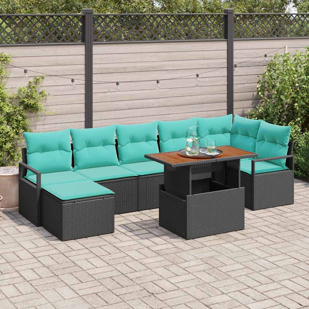 Garten Essgruppe mit Kissen 8 pcs Schwarz und Teal