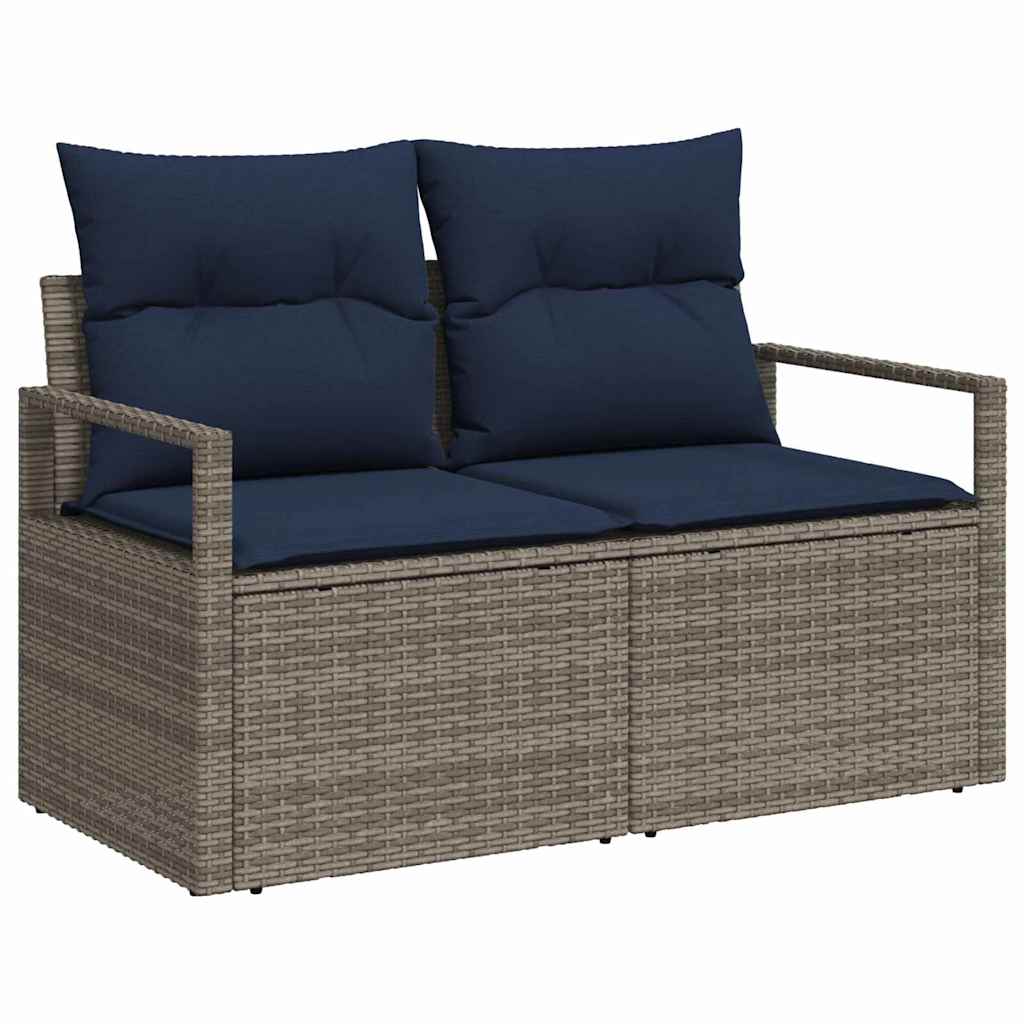 Garten-Sofa-Set mit Kissen 10 pcs Grau und Marineblau