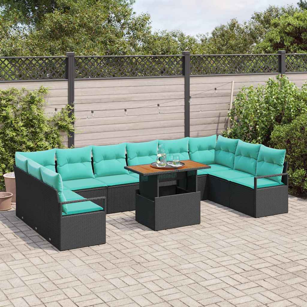 Garten Essgruppe mit Kissen 11 pcs Schwarz und Teal