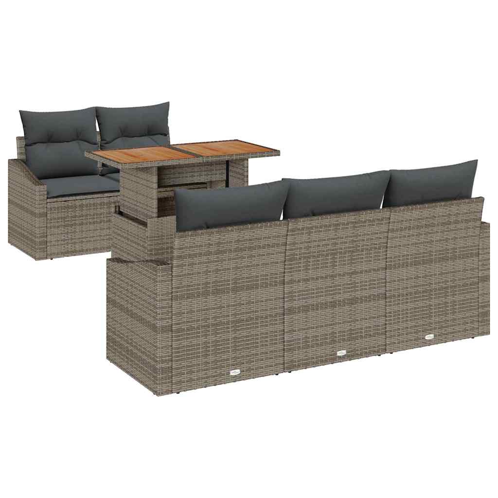 Garten Essgruppe mit Kissen 6 pcs Grau und Braun