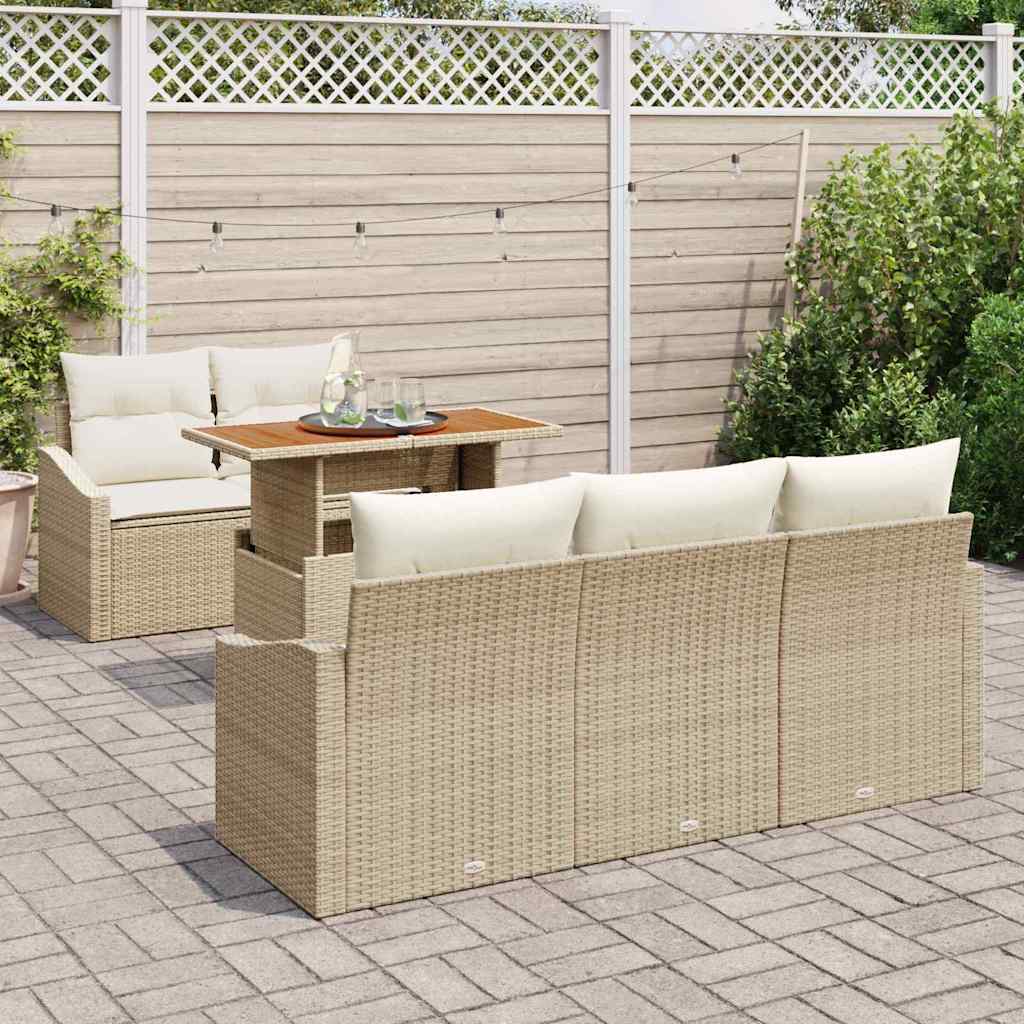 Garten Essgruppe mit Kissen 6 pcs Beige und Creme
