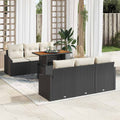 Garten-Sofa-Set mit Kissen mit Kissen 7 pcs Schwarz und Creme