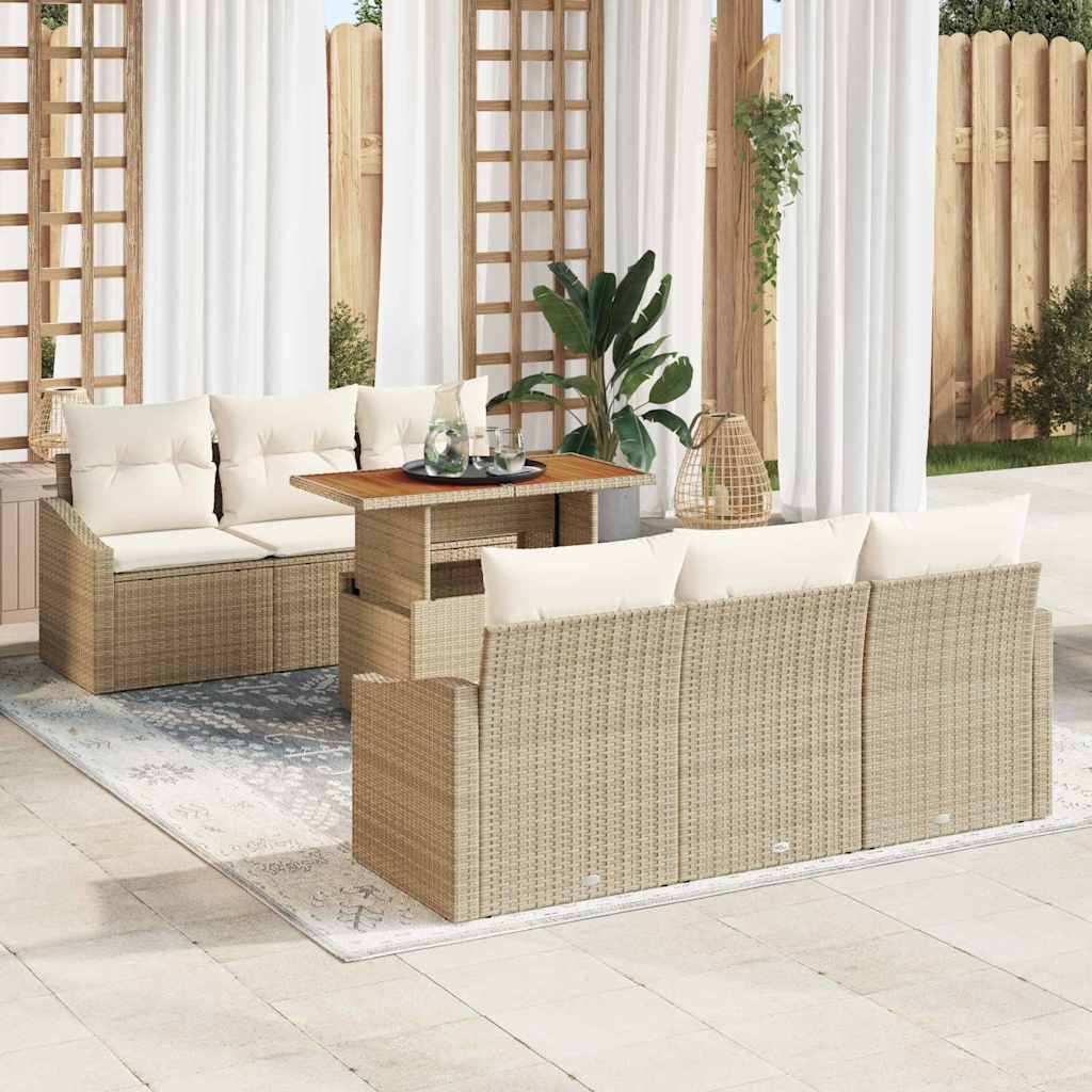 Gartensofa-set 7 Stk. Beige und Creme