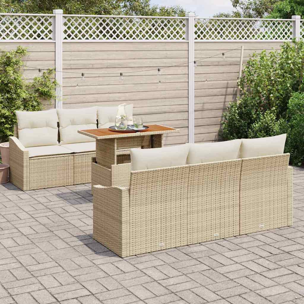 Gartensofa-set 7 Stk. Beige und Creme