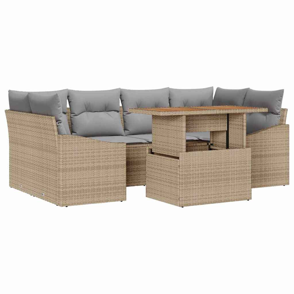 Garten Essgruppe mit Kissen 7 pcs Beige und Grau